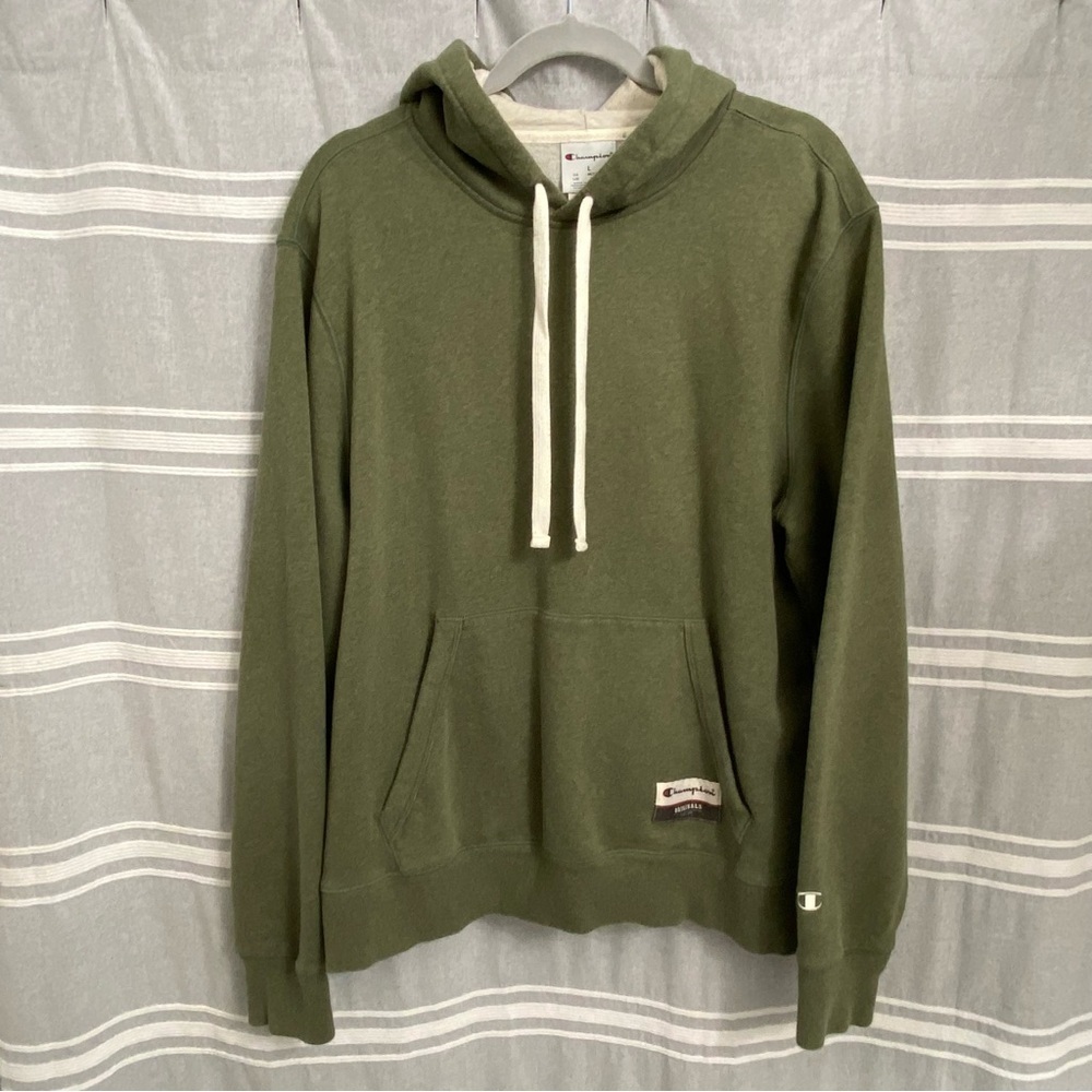 CHAMPION / Heathered Green Hooded Sweatshirt Size L